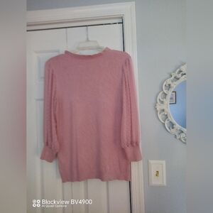 Adrianna Papell  light pink top with sheer sleeves S